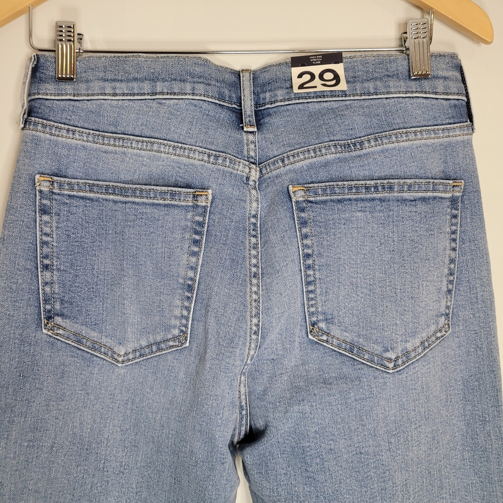 GAP Two-Tone Blue 70's Flare High Rise Jeans - Picture 5 of 15